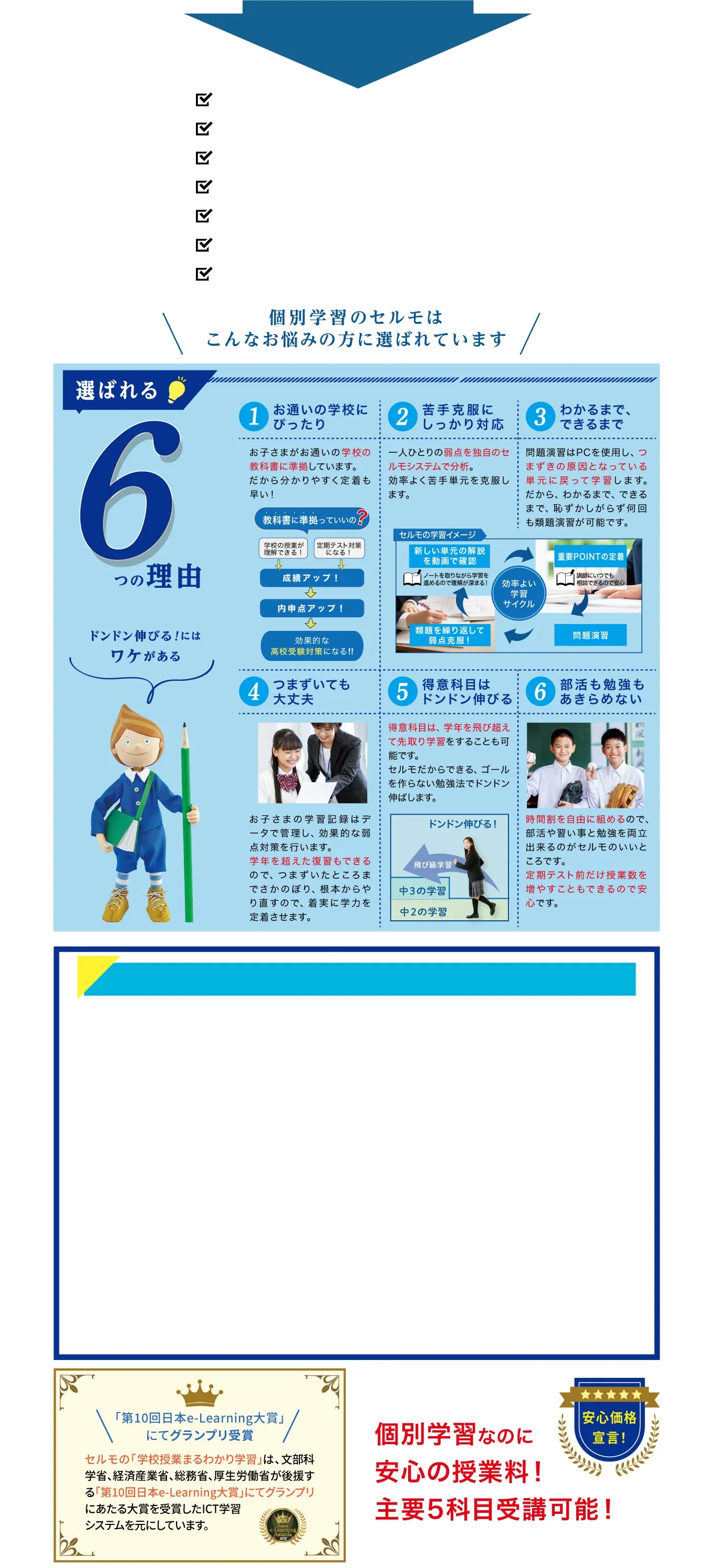 個別学習セルモ北坂戸駅前教室選ばれる６つの理由